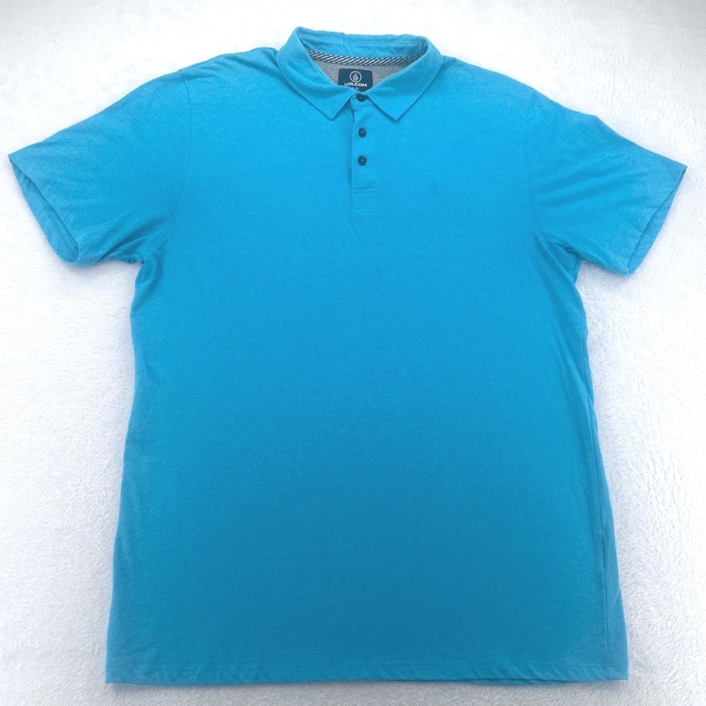 Volcom Mens Polo Shirt XL Bright Blue Short Sleeve Casual Golf